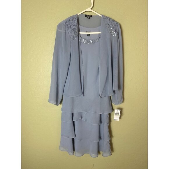 S.L. Fashions Petite Mother of The Bride Two Piece Beaded Jacket Dress 8P - Picture 5 of 6